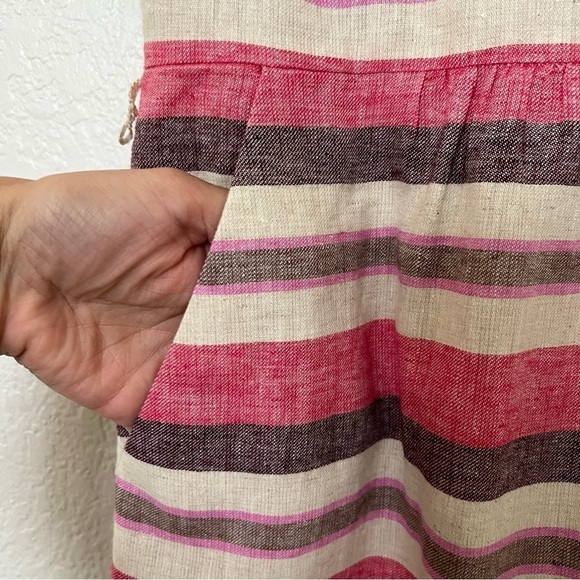 2/$30 Ann Taylor LOFT Linen Striped Sundress  Sleeveless Cutout Back.  SZ 2 - Picture 4 of 16